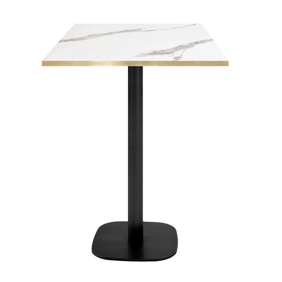 RestooTab Tavolo alto Round quadrato - bordi color ottone; 60x60x113 cm (LxLxH); Piano tavolo bianco, struttura nero; quadrata - immagine 1