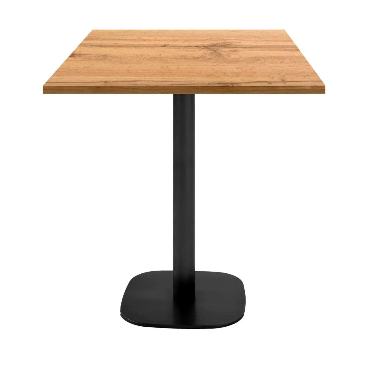 RestooTab Tavolo alto snack Round quadrato (H90) - laminato pietra & legno; 70x70x93 cm (LxLxH); Piano tavolo quercia, struttura nero; quadrata - immagine 1
