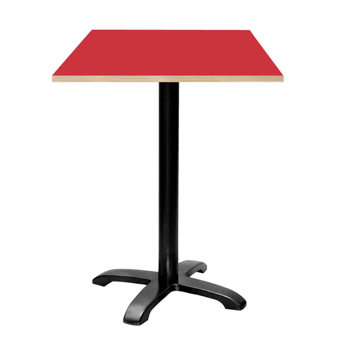 RestooTab Tavolo alto Bazila quadrato - laminato legno & tinta unita; 60x60x112 cm (LxLxH); Piano tavolo rosso, struttura nero; quadrata - immagine 1