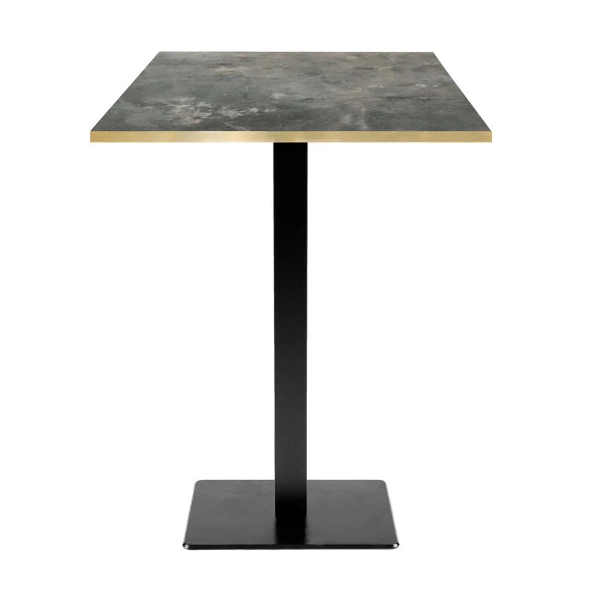 RestooTab Tavolo alto Milan quadrato - bordi color ottone; 60x60x113 cm (LxLxH); Piano tavolo grigio pietra, struttura nero; quadrata - immagine 1