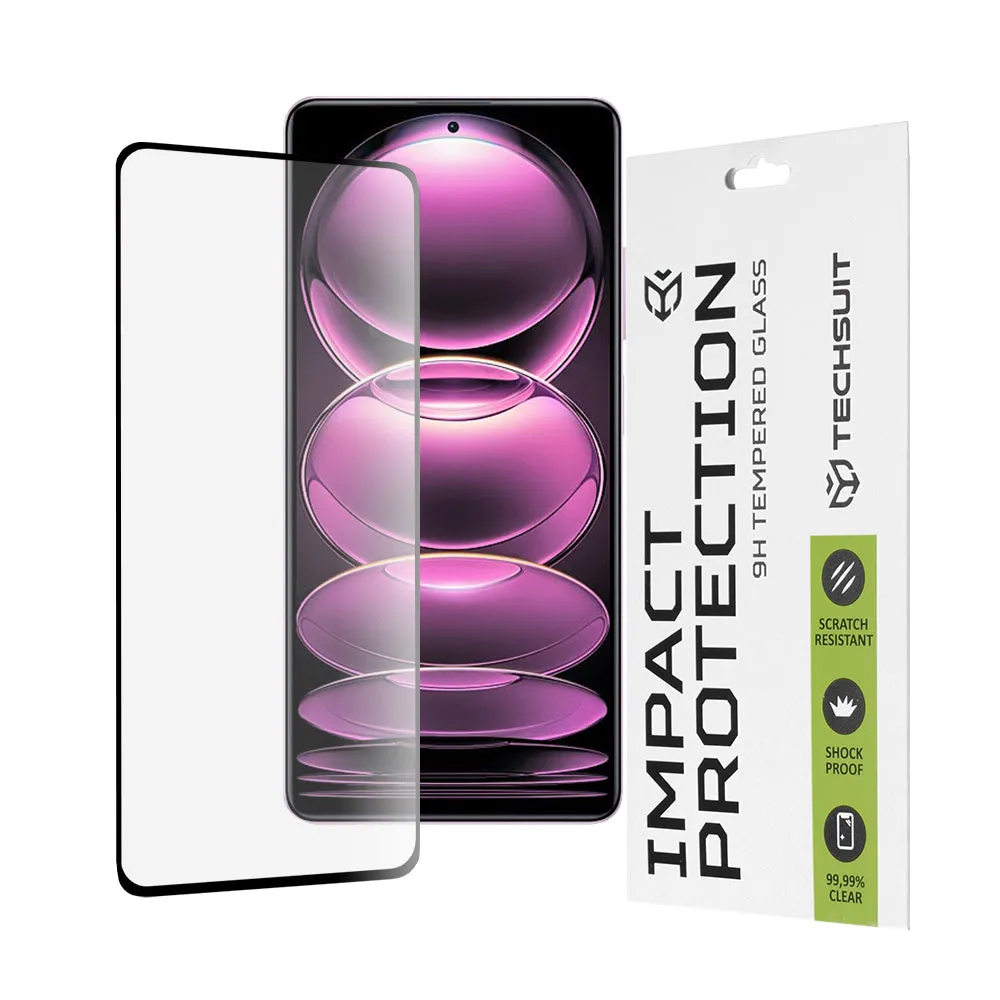 Pellicola protettiva per schermo Techsuit per Xiaomi Poco X5 Pro / Redmi Note 12 Pro 5G / Note 12 Pro+, Vetro temperato, Full Glue, 111D, Nero - immagine 1
