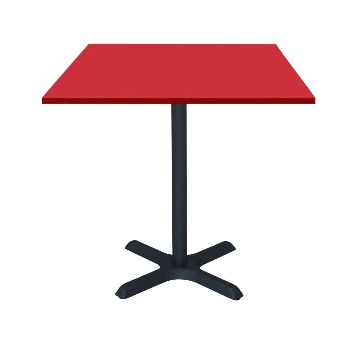 RestooTab Tavolo Dina quadrato - laminato legno & tinta unita; 70x70x74 cm (LxLxH); Piano tavolo rosso, struttura nero; quadrata - immagine 1