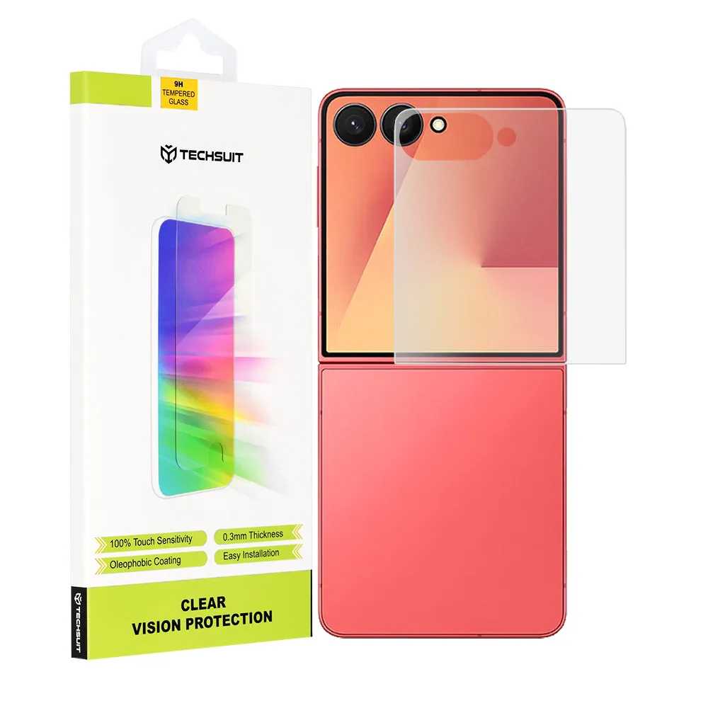 Pellicola protettiva per schermo esterno Techsuit Clear Vision per Samsung Galaxy Z Flip7 F766, vetro temperato, adesivo completo - immagine 1