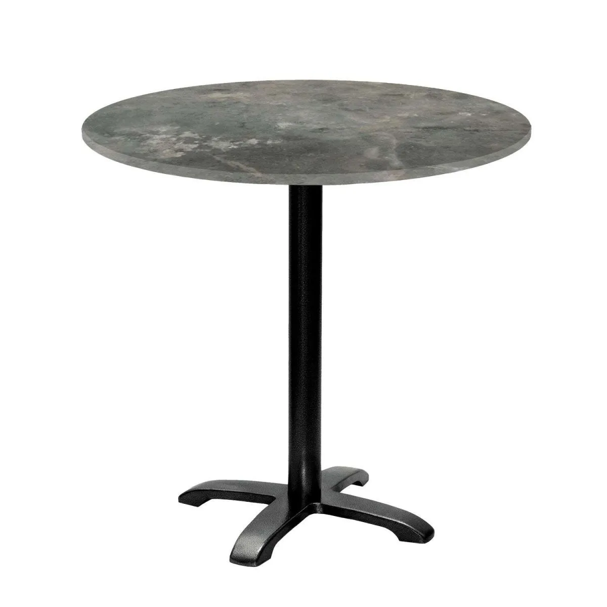 RestooTab Tavolo Bazila rotondo - laminato pietra; 74x80 cm (HxØ); Piano tavolo grigio pietra, struttura nero; rotonda - immagine 1