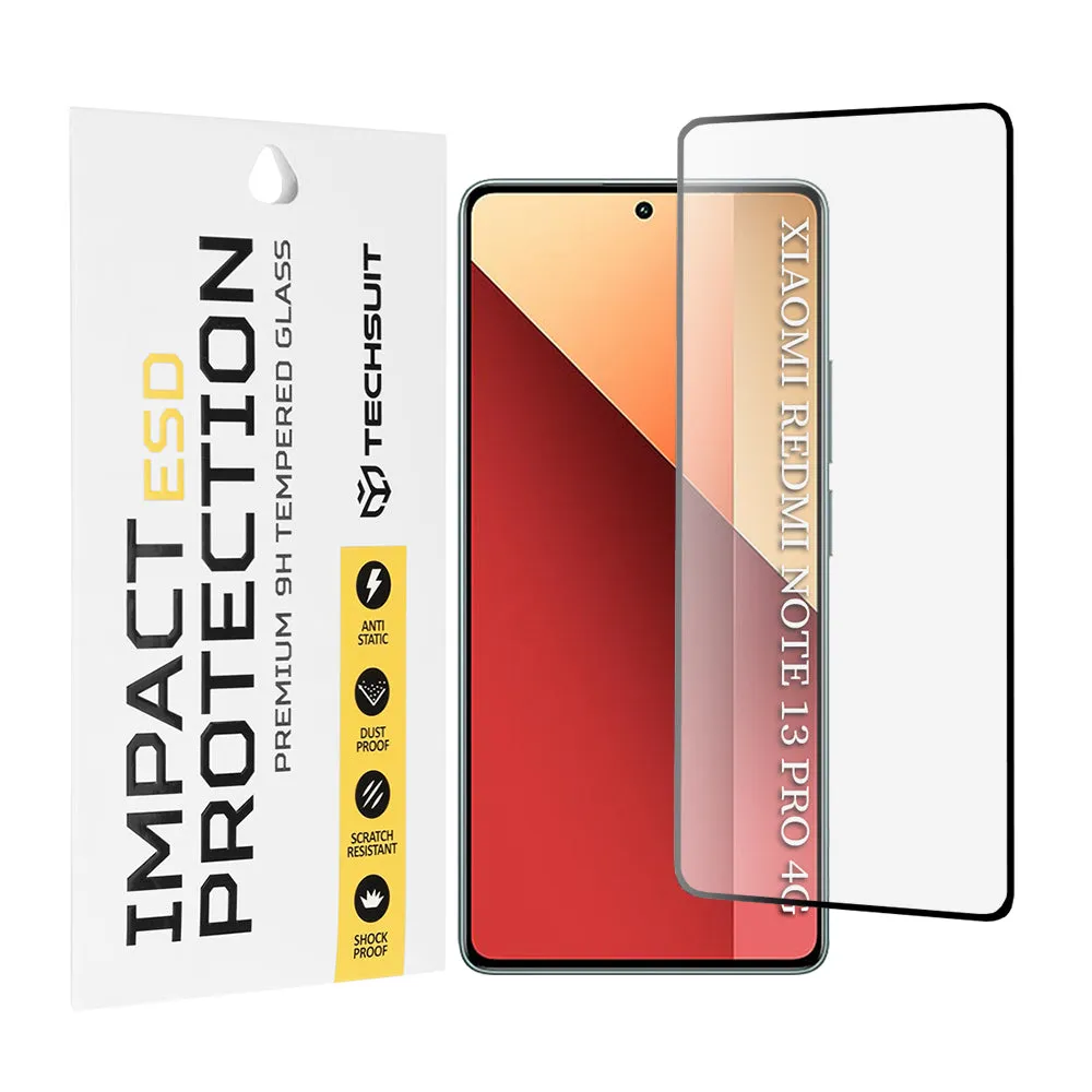 Pellicola protettiva per schermo Techsuit per Xiaomi Redmi Note 13 Pro 4G / Poco M6 Pro 4G, Vetro temperato, Full Glue, Nero - immagine 1