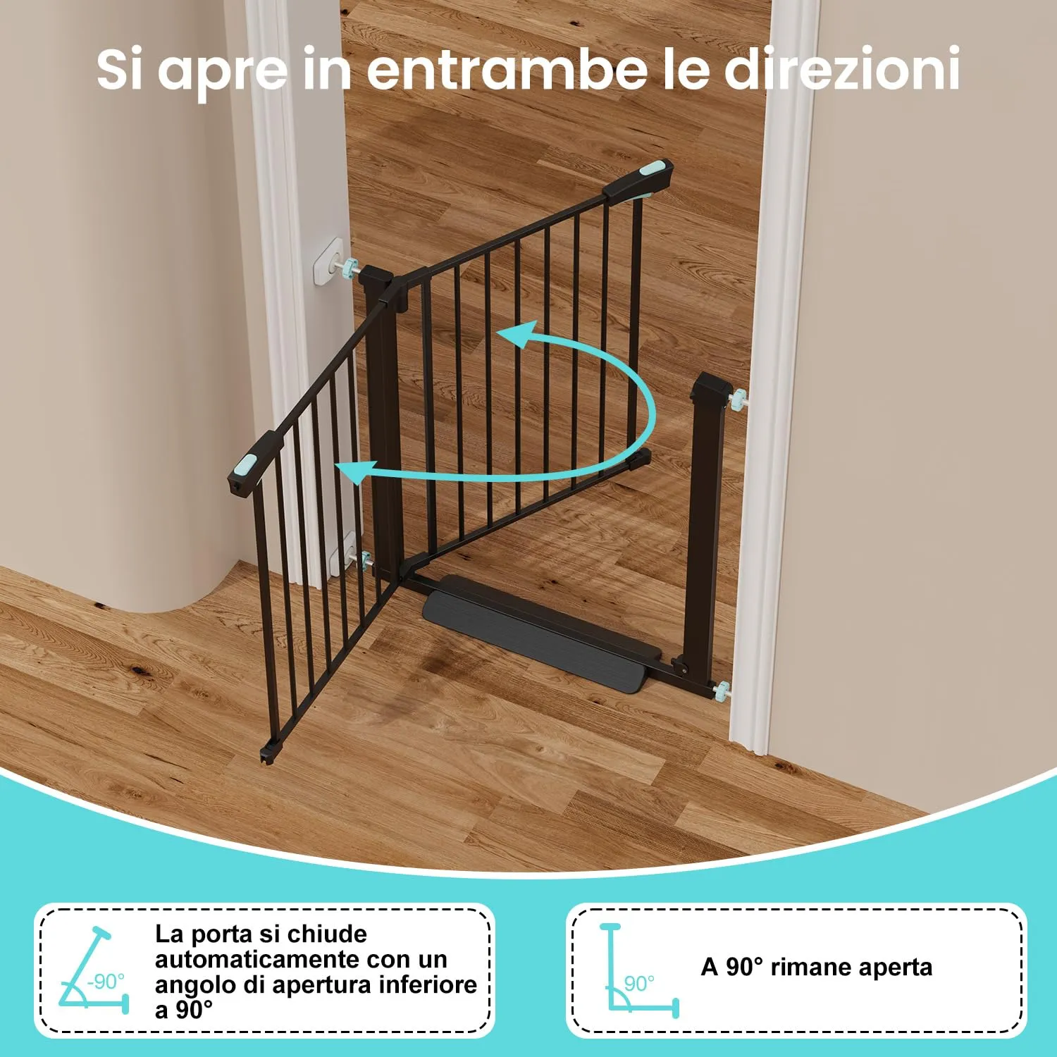 YEAUPE PRO Cancelletto di Sicurezza Per Bambini Senza Fori, 68-73 cm, Nero - immagine 7