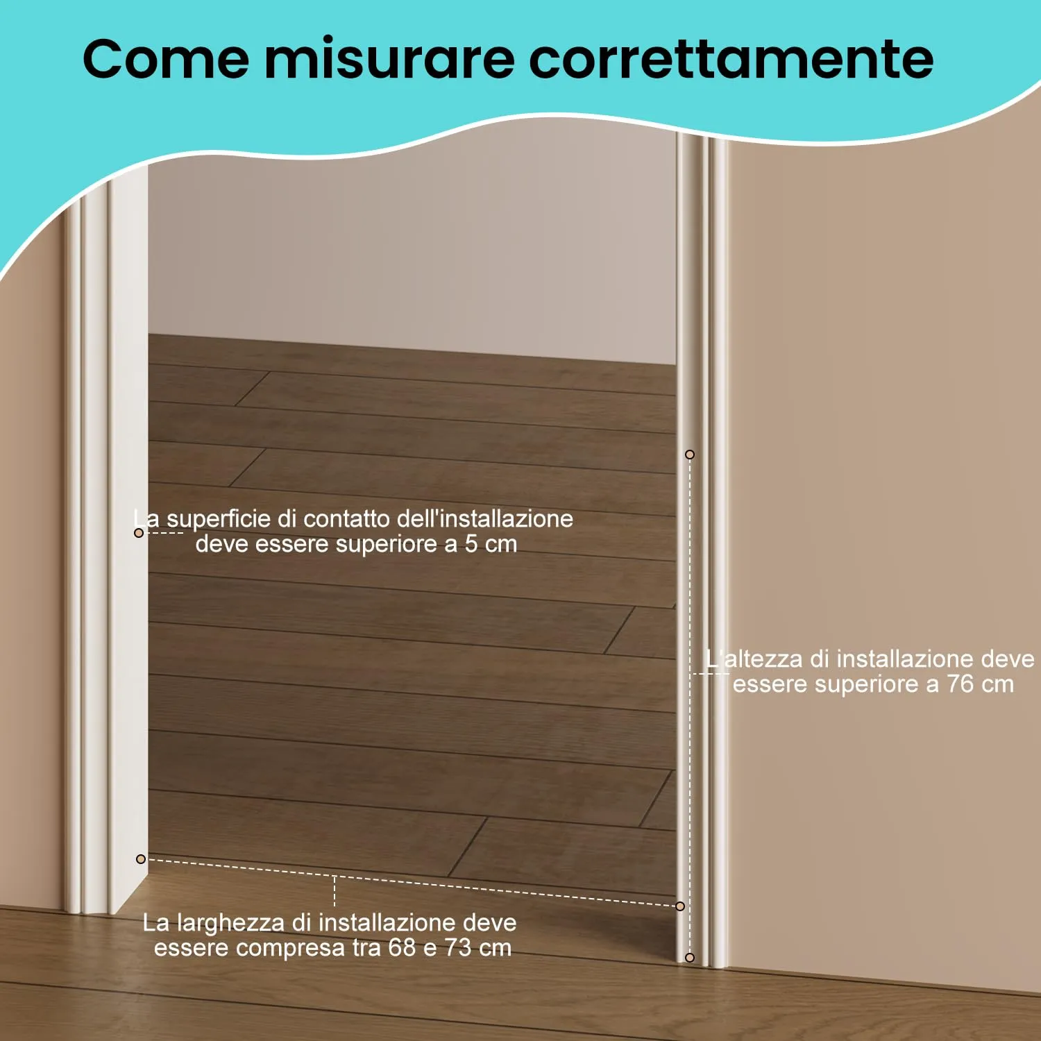YEAUPE PRO Cancelletto di Sicurezza Per Bambini Senza Fori, 68-73 cm, Nero - immagine 8