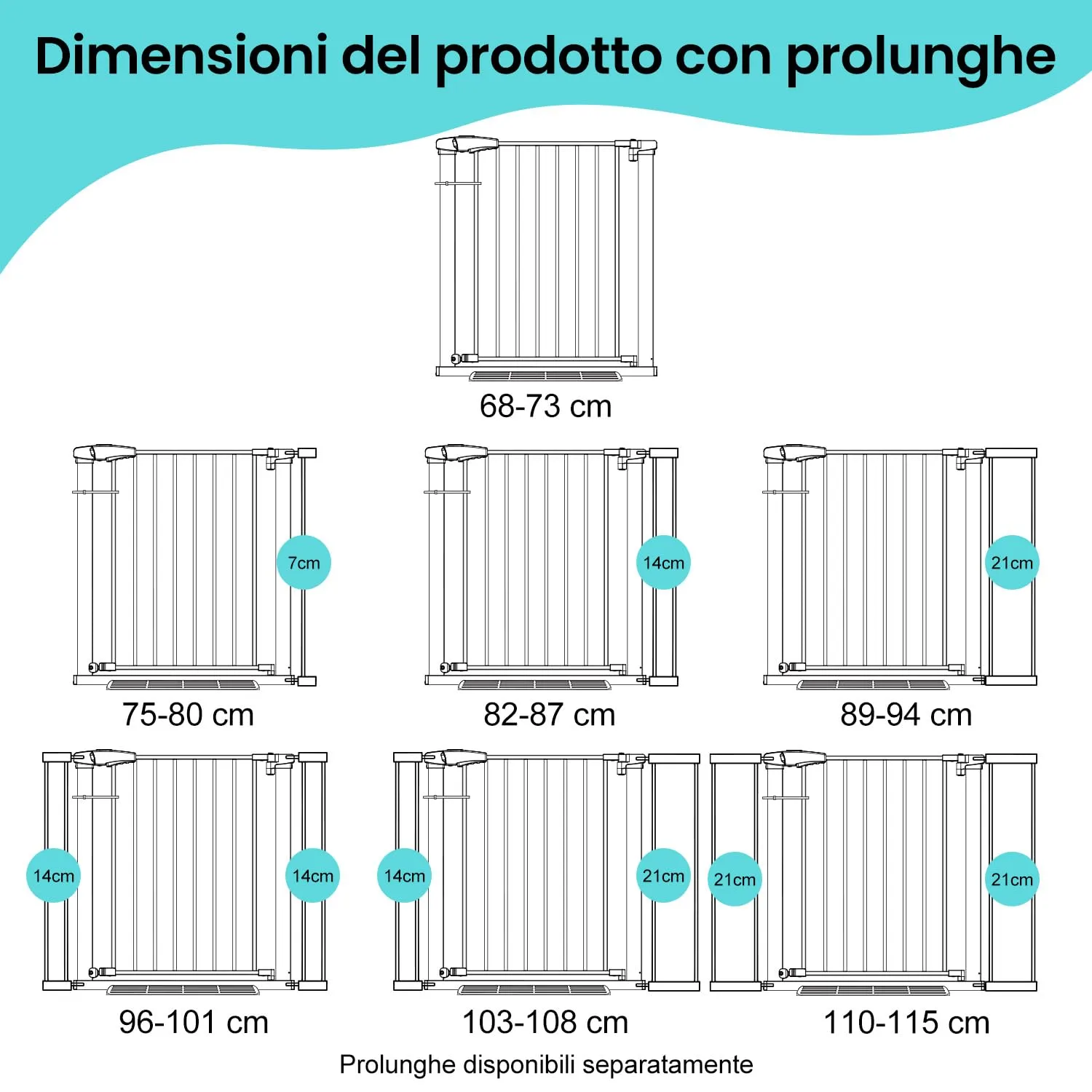 YEAUPE PRO Cancelletto di Sicurezza Per Bambini Senza Fori, 68-73 cm, Nero - immagine 9