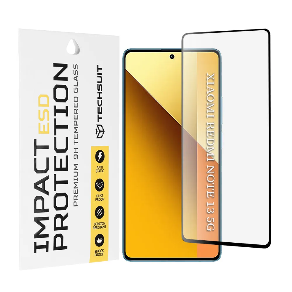 Pellicola protettiva per schermo Techsuit per Xiaomi Redmi Note 13 5G, Vetro temperato, Full Glue, Nero - immagine 1