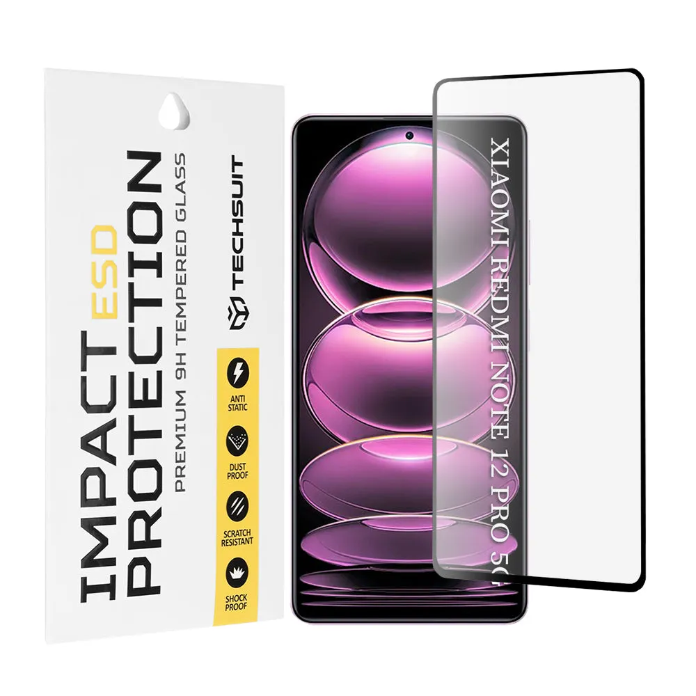 Pellicola protettiva per schermo Techsuit per Xiaomi Poco X5 Pro / Redmi Note 12 Pro 5G / Note 12 Pro+, Vetro temperato, Full Glue, Nero - immagine 1