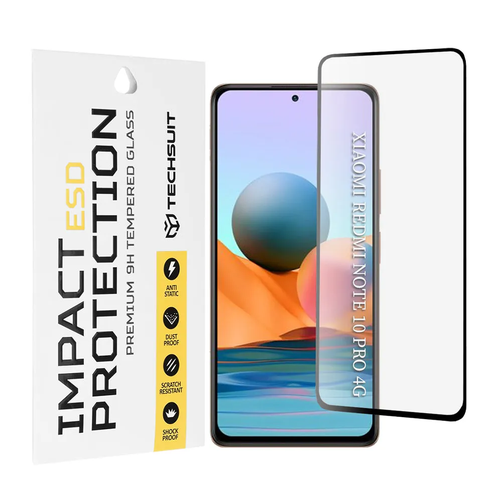 Pellicola protettiva per schermo Techsuit per Xiaomi Redmi Note 10 Pro Max / Note 10 Pro, Vetro temperato, Full Glue, Nero - immagine 1
