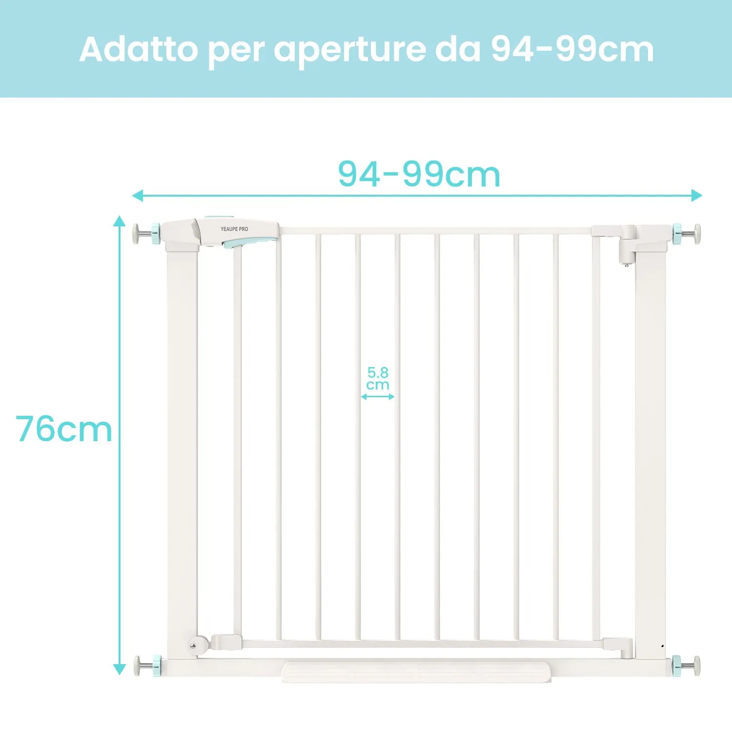 YEAUPE PRO Griglia di Protezione per Scale Senza Foratura, 94-99 cm, Bianco - immagine 2