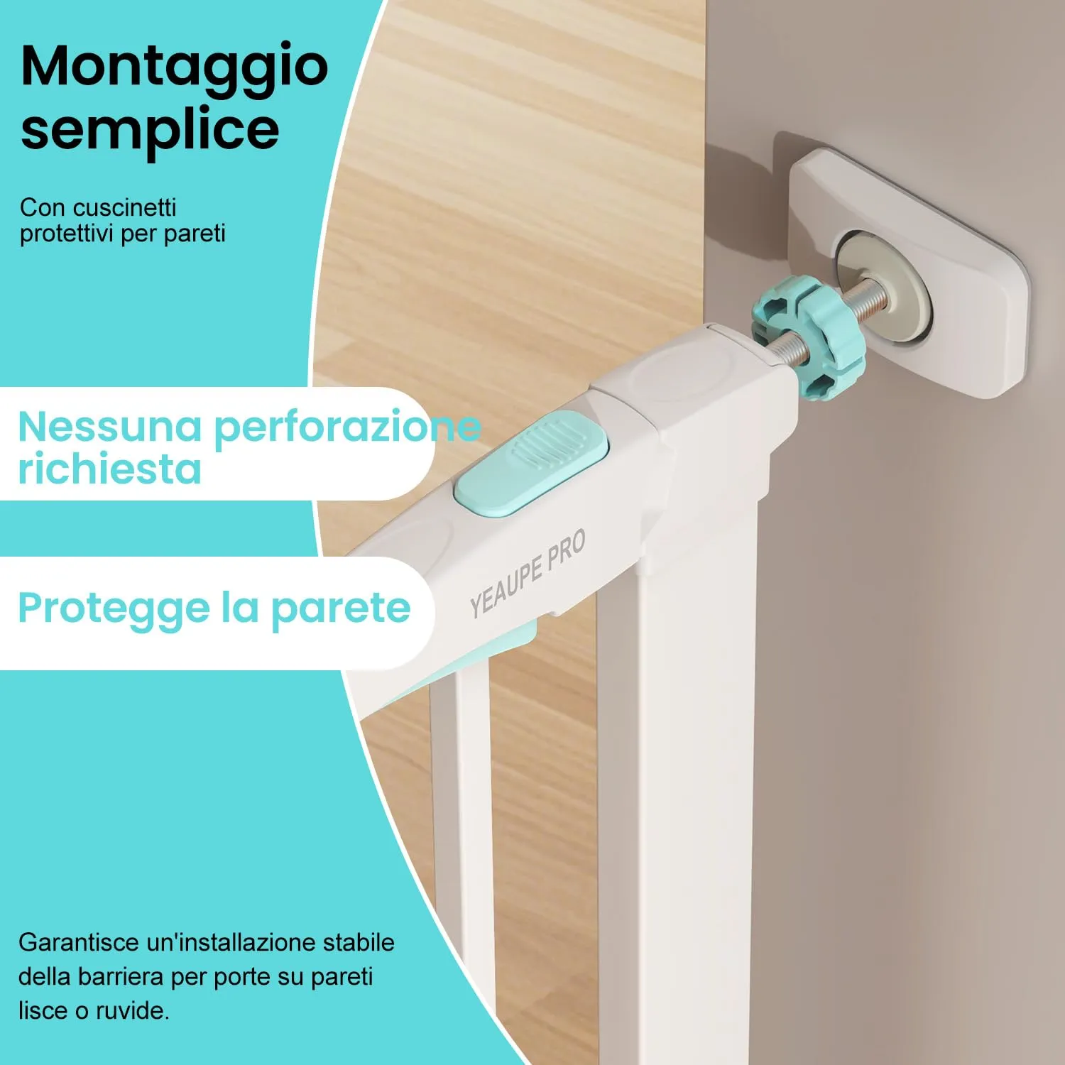 YEAUPE PRO Griglia di Protezione per Scale Senza Foratura, 94-99 cm, Bianco - immagine 5