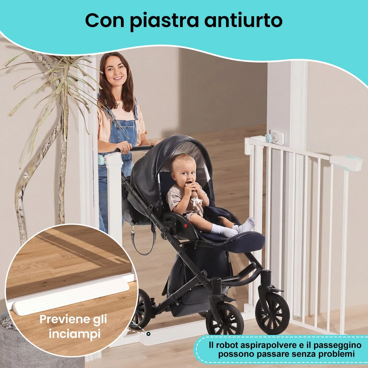 YEAUPE PRO Griglia di Protezione per Scale Senza Foratura, 94-99 cm, Bianco - immagine 6