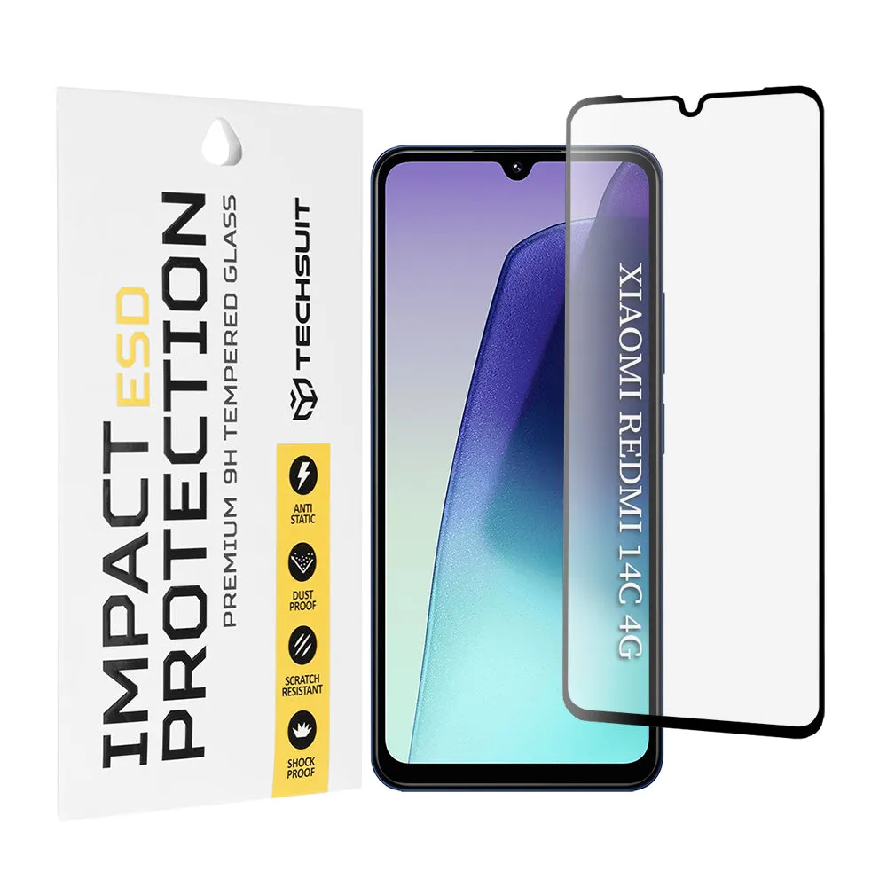 Pellicola protettiva per schermo Techsuit per Xiaomi Redmi A5 4G (Regionale) / 14C / Poco C75, Vetro Temperato, Full Glue, Nero - immagine 1