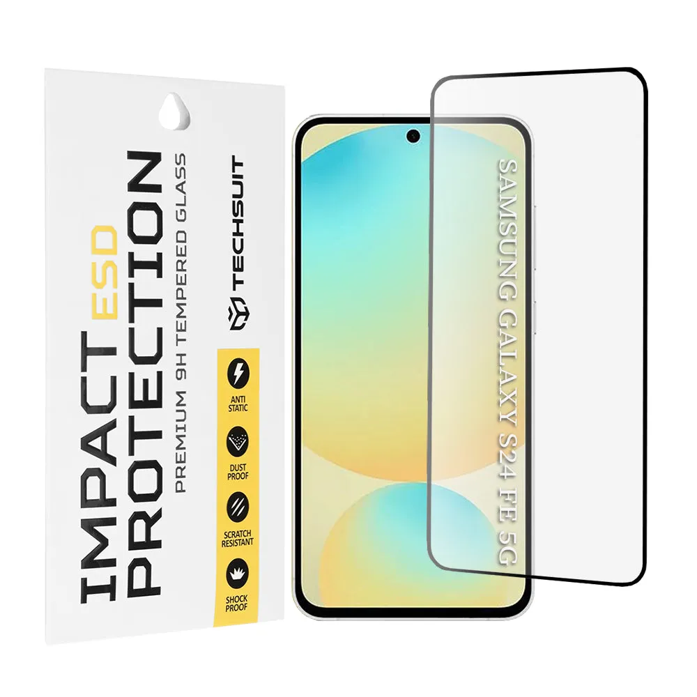Pellicola protettiva per schermo Techsuit per Samsung Galaxy S24 FE S721, Vetro temperato, Full Glue, Nero - immagine 1