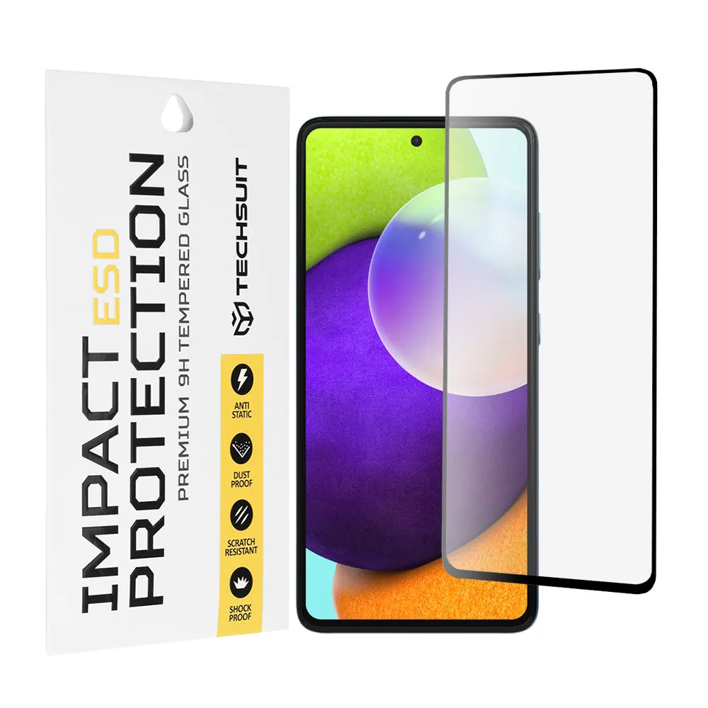 Pellicola protettiva per schermo Techsuit per Samsung Galaxy A52s 5G A528 / A52 5G A526 / A52 A525, Vetro temperato, Full Glue, Nero - immagine 1