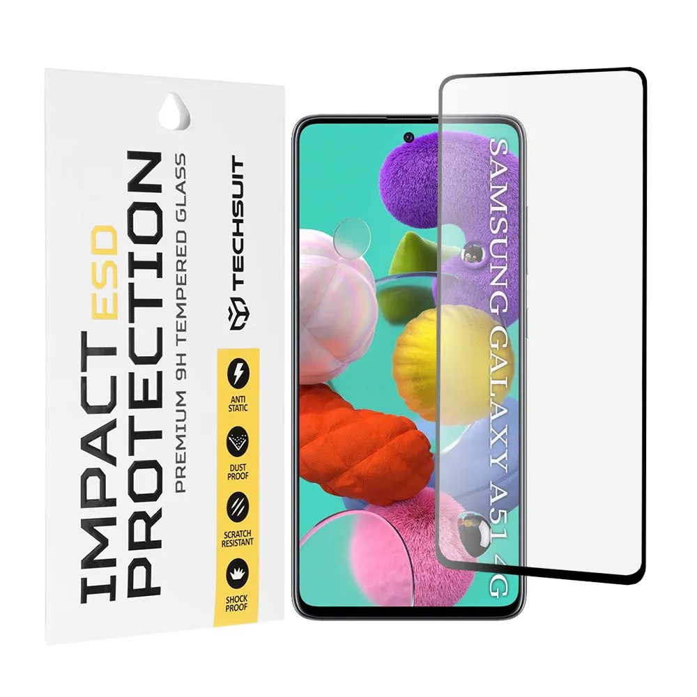 Pellicola protettiva per schermo Techsuit per Samsung Galaxy A51 5G A516 / A51 A515, Vetro temperato, Full Glue, Nero - immagine 1