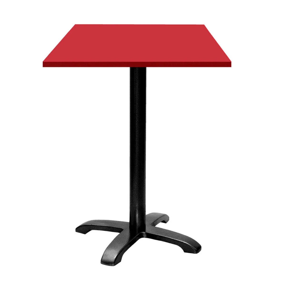 RestooTab Tavolo alto Bazila quadrato - laminato legno & tinta unita; 60x60x112 cm (LxLxH); Piano tavolo rosso, struttura nero; quadrata - immagine 1