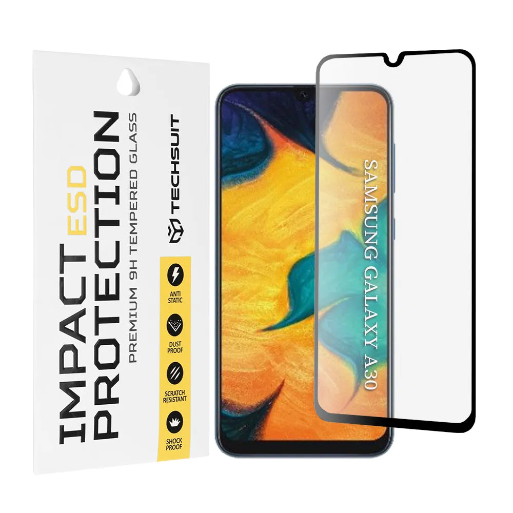 Pellicola protettiva per schermo Techsuit per Samsung Galaxy M31 M315 / M21 M215 / A50s A507 / A30s A307 / M30s M307, Vetro temperato, Full Glue, Nero - immagine 1