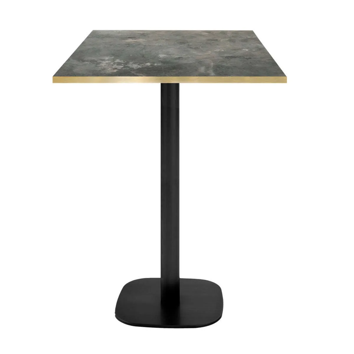 RestooTab Tavolo alto Round quadrato - bordi color ottone; 60x60x113 cm (LxLxH); Piano tavolo grigio/blu/ottone, struttura nero; quadrata - immagine 1