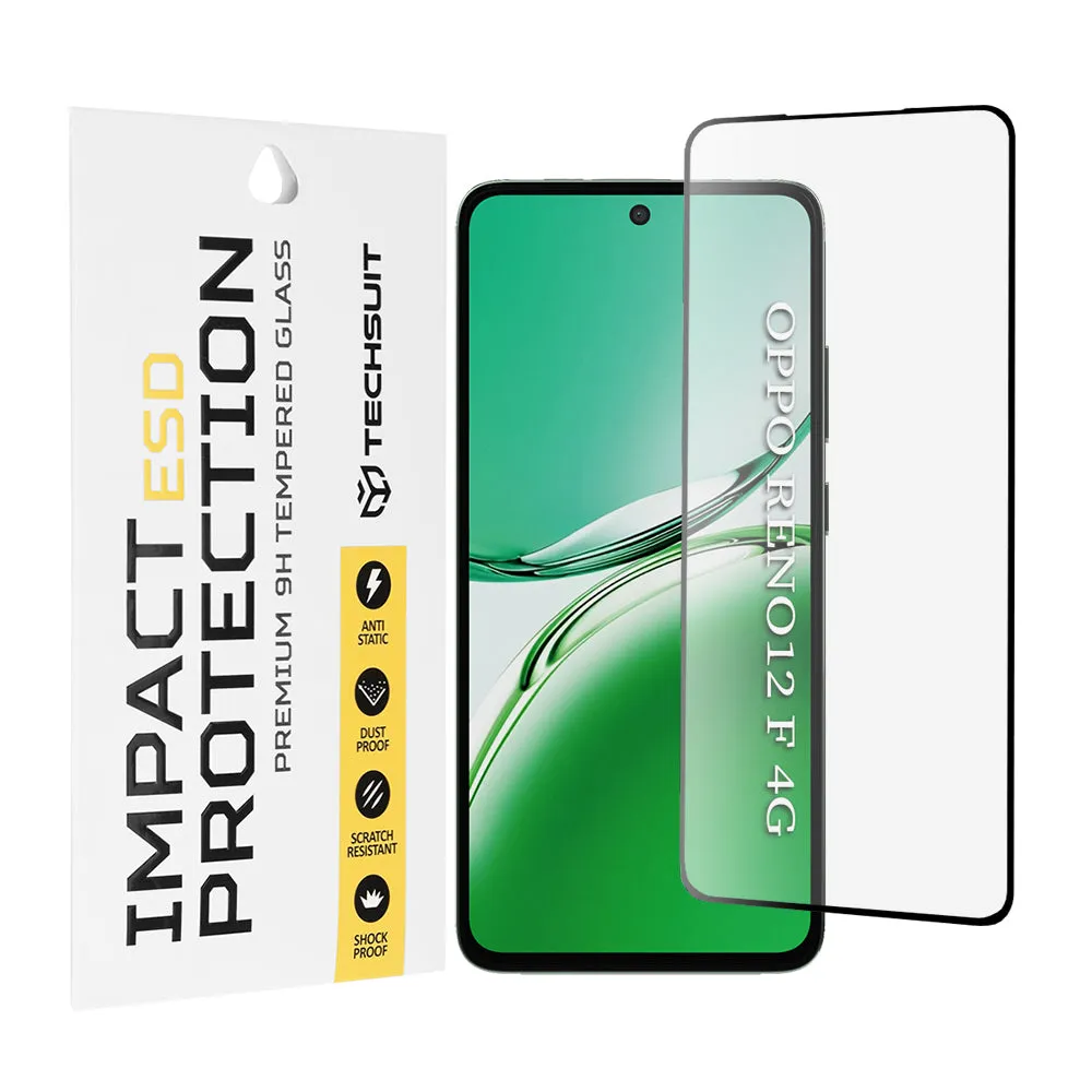 Pellicola protettiva per schermo Techsuit per Oppo Reno12 FS 5G / Reno12 FS 4G / Reno12 F 4G / Reno12 F, Vetro temperato, Full Glue, Nero - immagine 1