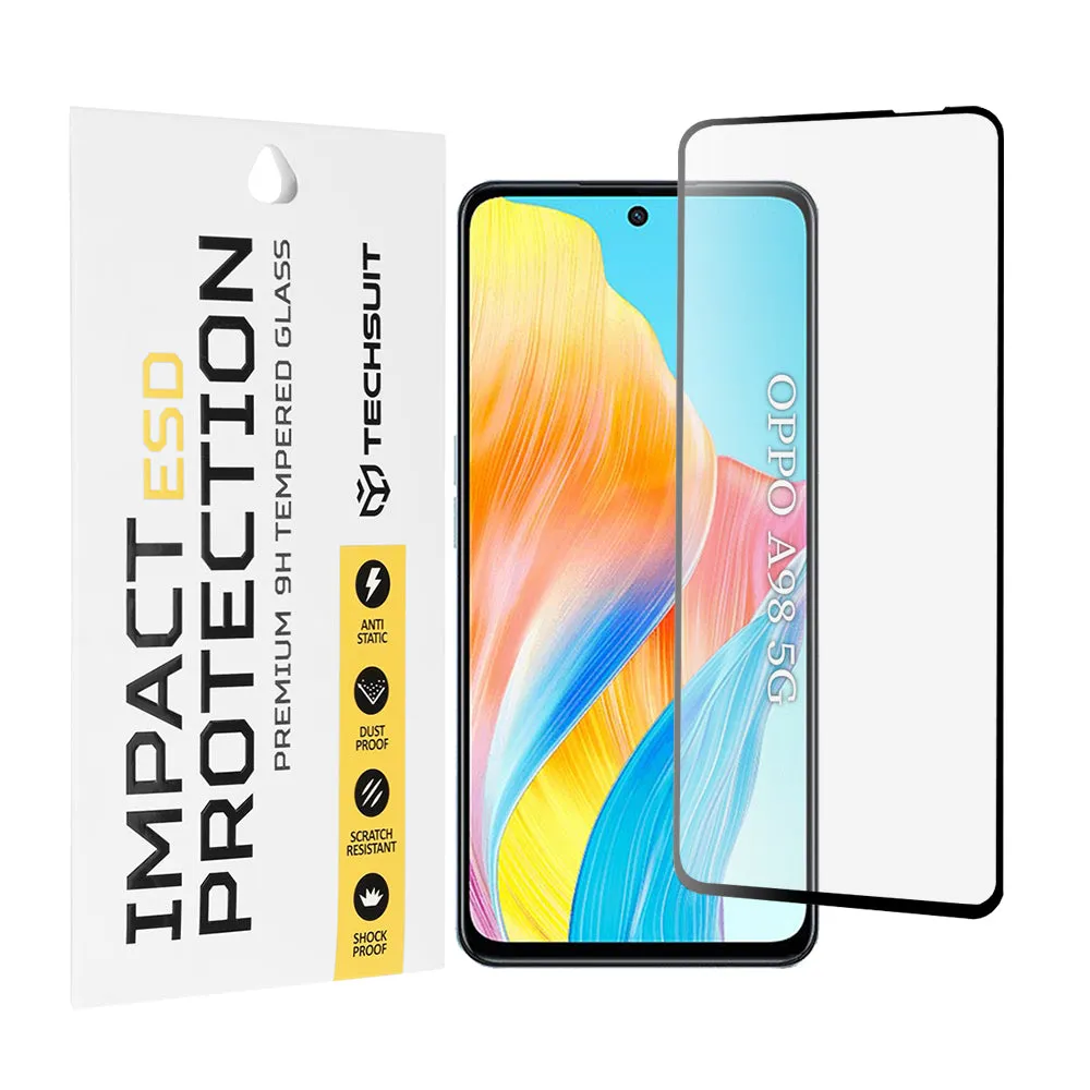 Pellicola protettiva per schermo Techsuit per OnePlus Nord N30 SE / Oppo A79 / A98 / A58 4G, Vetro temperato, Full Glue, Nero - immagine 1