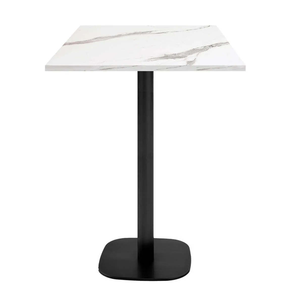 RestooTab Tavolo alto Round quadrato - laminato pietra & legno; 60x60x113 cm (LxLxH); Piano tavolo bianco, struttura nero; quadrata - immagine 1