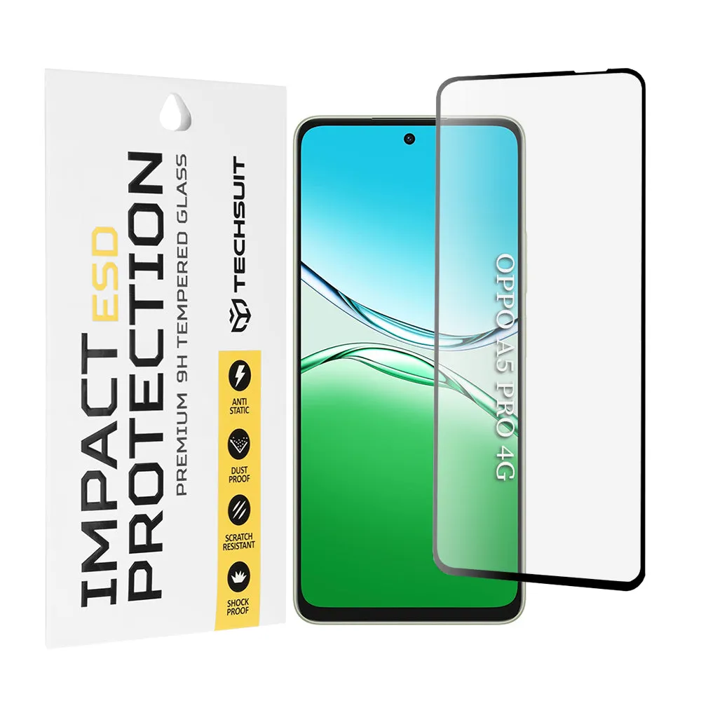 Pellicola protettiva per schermo Techsuit per Oppo A5 Pro 4G / A5 Pro, Vetro temperato, Full Glue, Nero - immagine 1