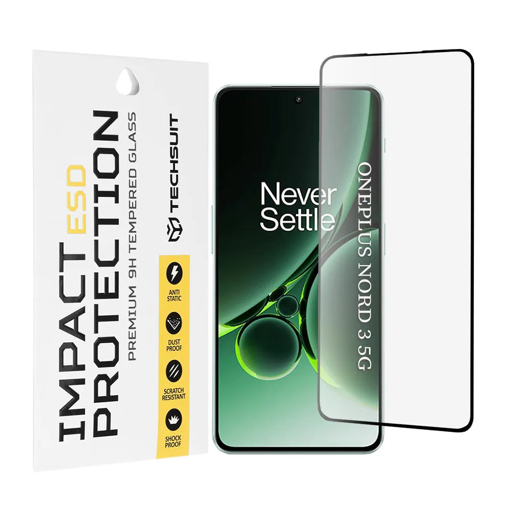 Pellicola protettiva per schermo Techsuit per OnePlus Nord 3, Vetro temperato, Full Glue, Nero - immagine 1