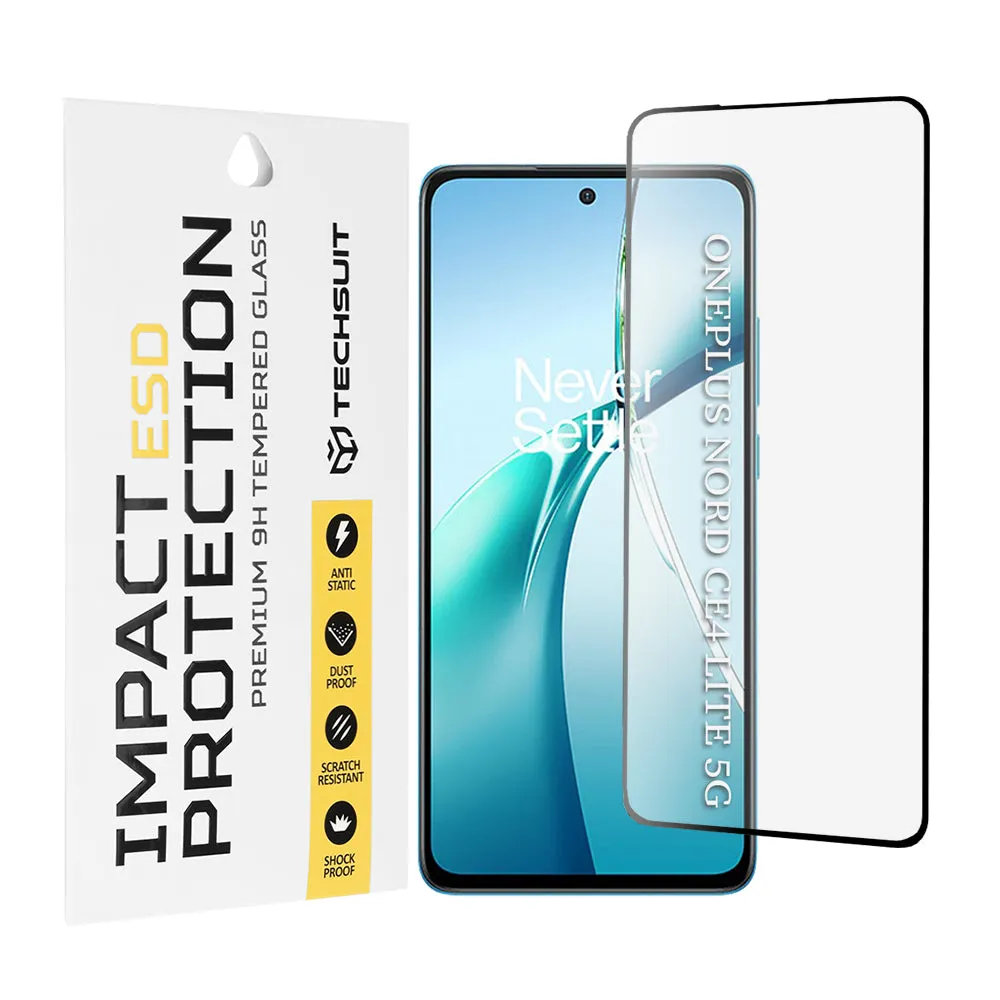 Pellicola protettiva per schermo Techsuit per OnePlus Nord CE4 Lite, Vetro temperato, Full Glue, Nero - immagine 1