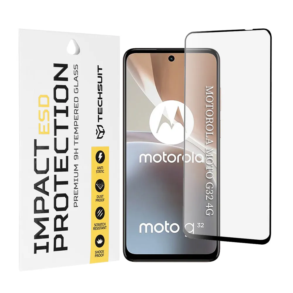 Pellicola protettiva per schermo Techsuit per Motorola Moto G32, vetro temperato, Full Glue, nera - immagine 1