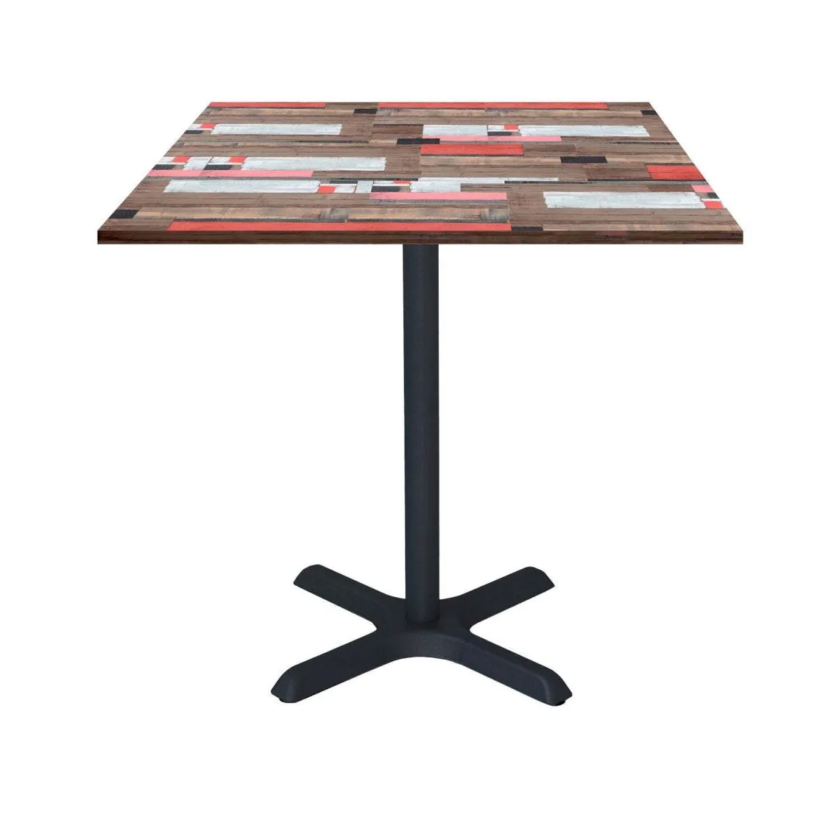 RestooTab Tavolo Dina quadrato - laminato legno & tinta unita; 70x70x74 cm (LxLxH); Piano tavolo multicolore, struttura nero; quadrata - immagine 1