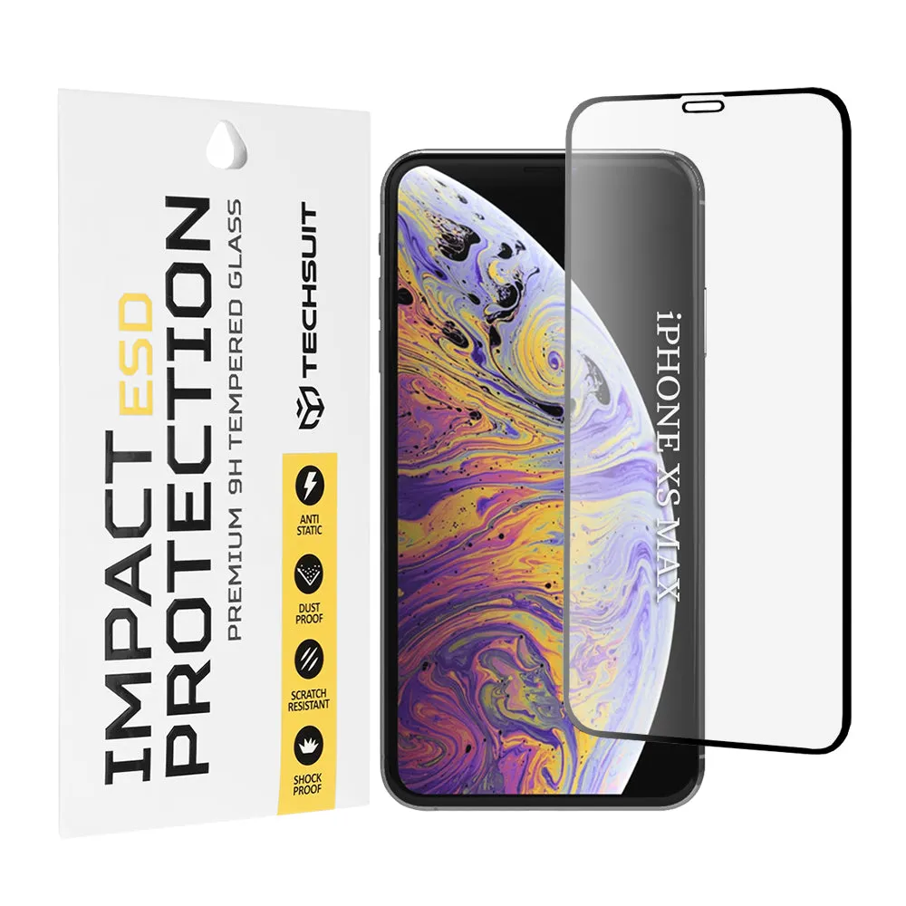 Pellicola protettiva per schermo Techsuit per Apple iPhone 11 Pro Max / XS Max, Vetro temperato, Full Glue, Nero - immagine 1