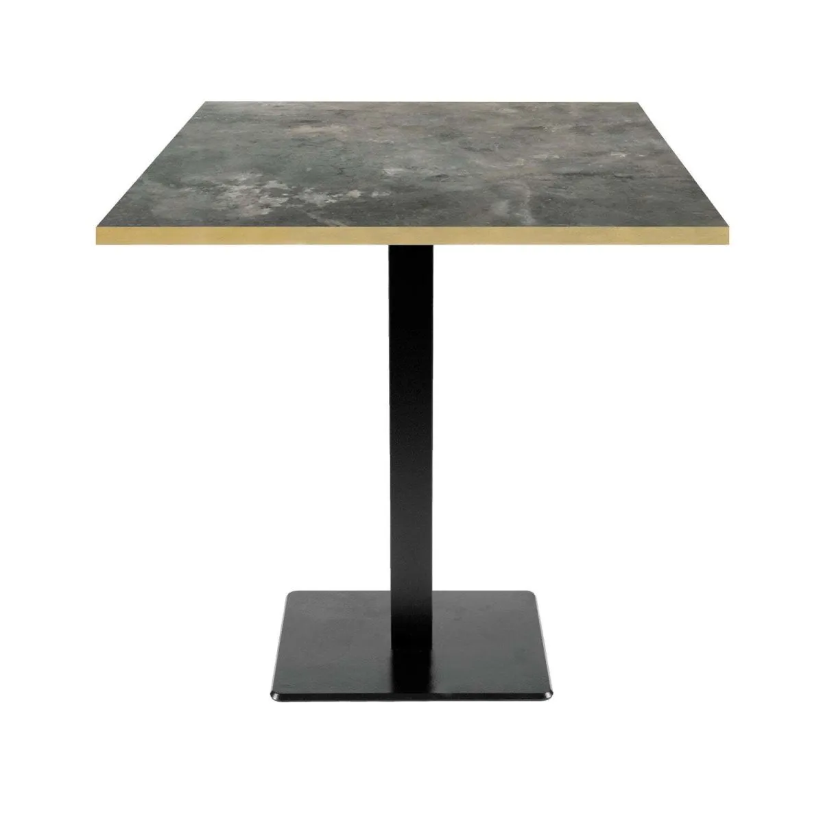 RestooTab Tavolo Milan quadrato - bordi color ottone; 70x70x75 cm (LxLxH); Piano tavolo grigio pietra, struttura nero; quadrata - immagine 1