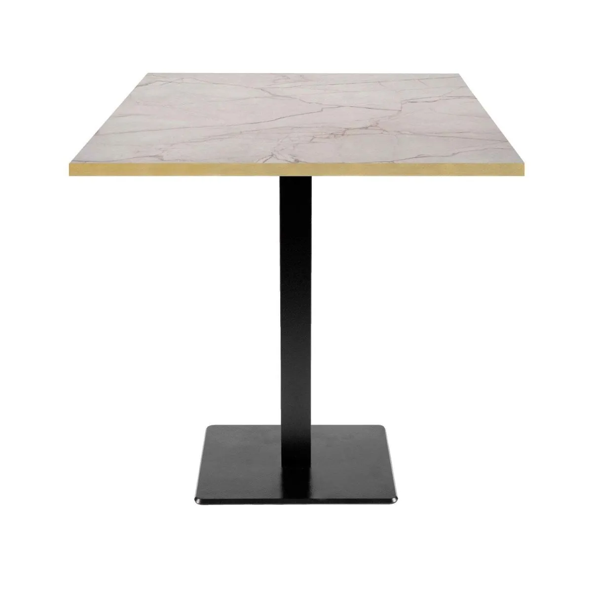 RestooTab Tavolo Milan quadrato - bordi color ottone; 70x70x75 cm (LxLxH); Piano tavolo bianco lana/marmorizzato/ottone, struttura nero; quadrata - immagine 1