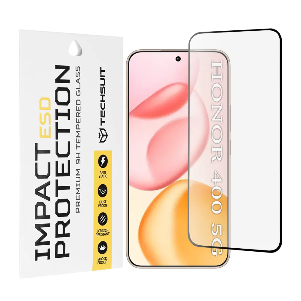 Pellicola protettiva per schermo Techsuit per Honor 400, Vetro temperato, Full Glue, Nero - immagine 1