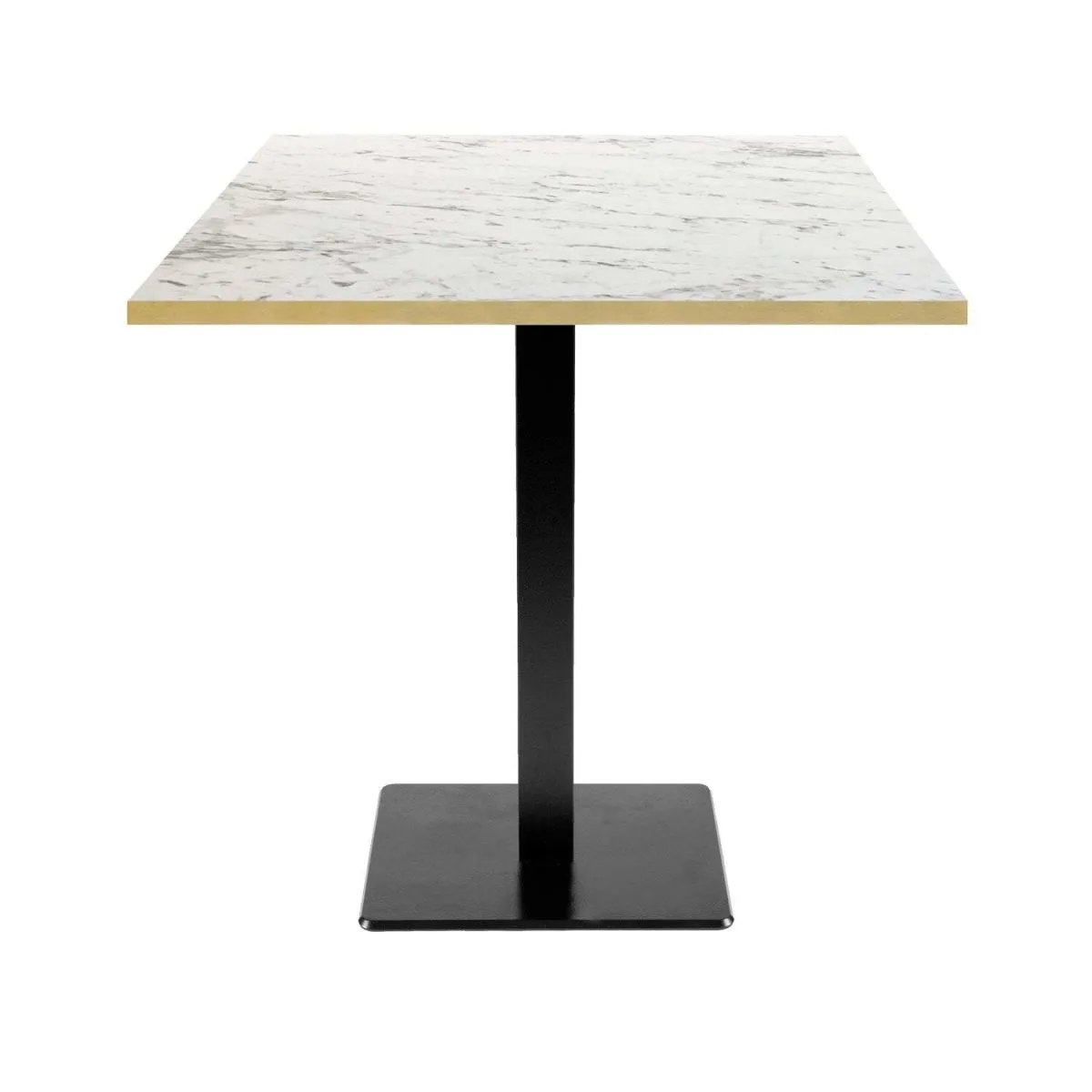 RestooTab Tavolo Milan quadrato - bordi color ottone; 70x70x75 cm (LxLxH); Piano tavolo bianco/marmorizzato/ottone, struttura nero; quadrata - immagine 1