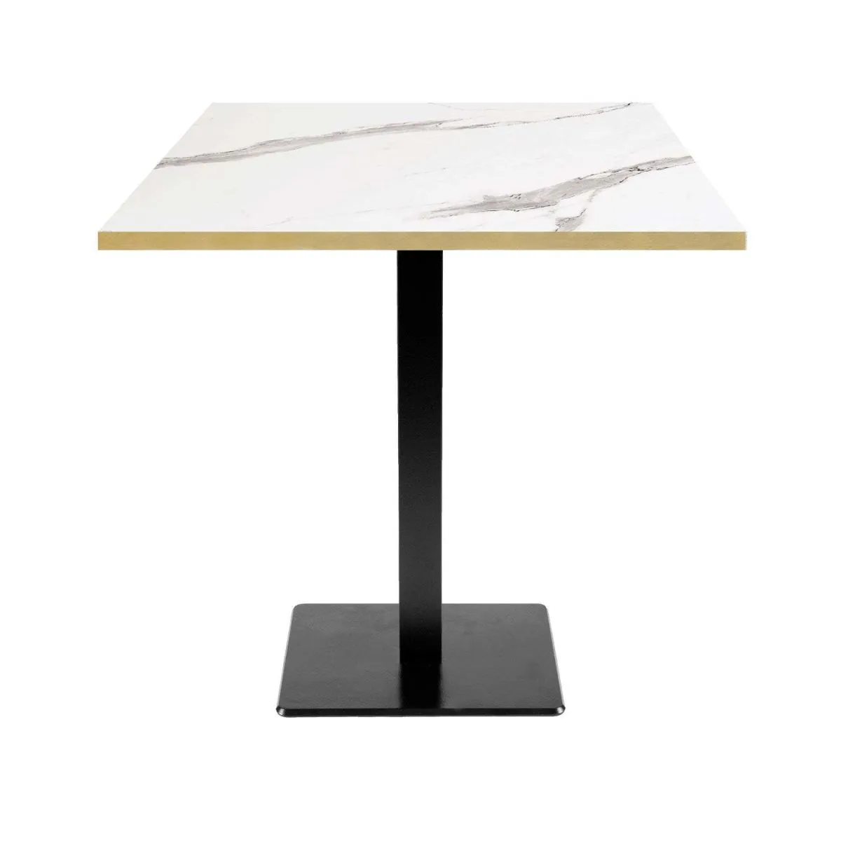 RestooTab Tavolo Milan quadrato - bordi color ottone; 70x70x75 cm (LxLxH); Piano tavolo bianco/grigio/ottone, struttura nero; quadrata - immagine 1