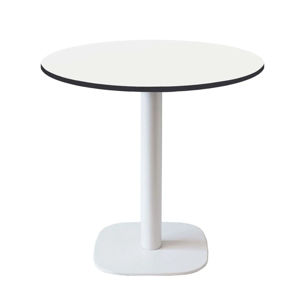 RestooTab Tavolo Round rotondo - laminato legno & tinta unita; 75x70 cm (HxØ); Piano tavolo bianco/nero, struttura bianco; rotonda - immagine 1