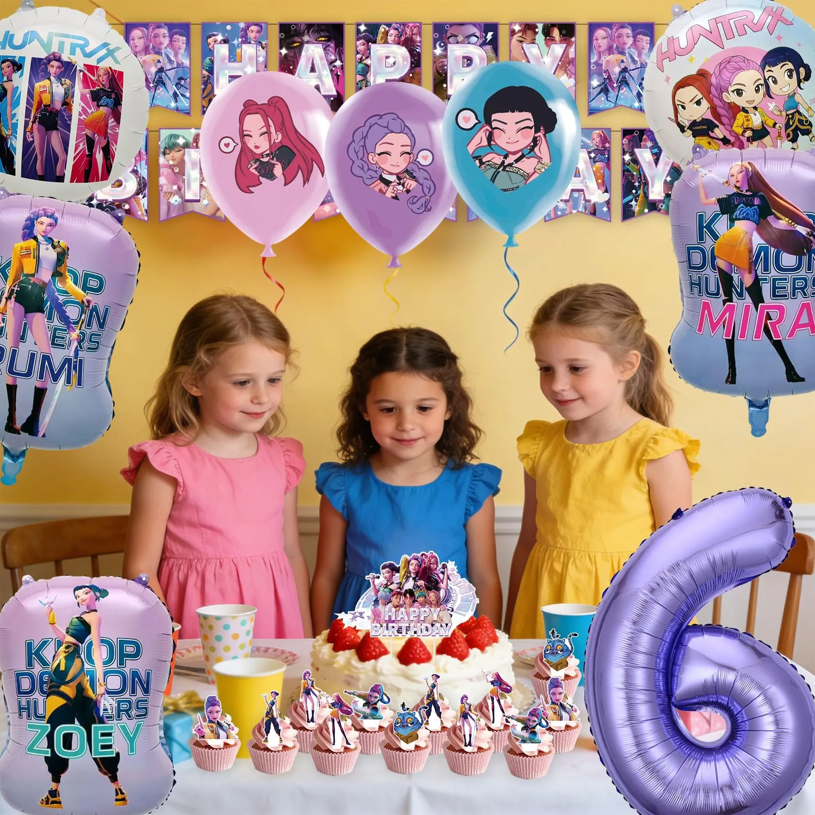 50pcs Set Decorazioni Festa di Compleanno, Tema Cartone Animato con Banner, Palloncini e Topper per Cupcake per Feste di Bambini - immagine 6