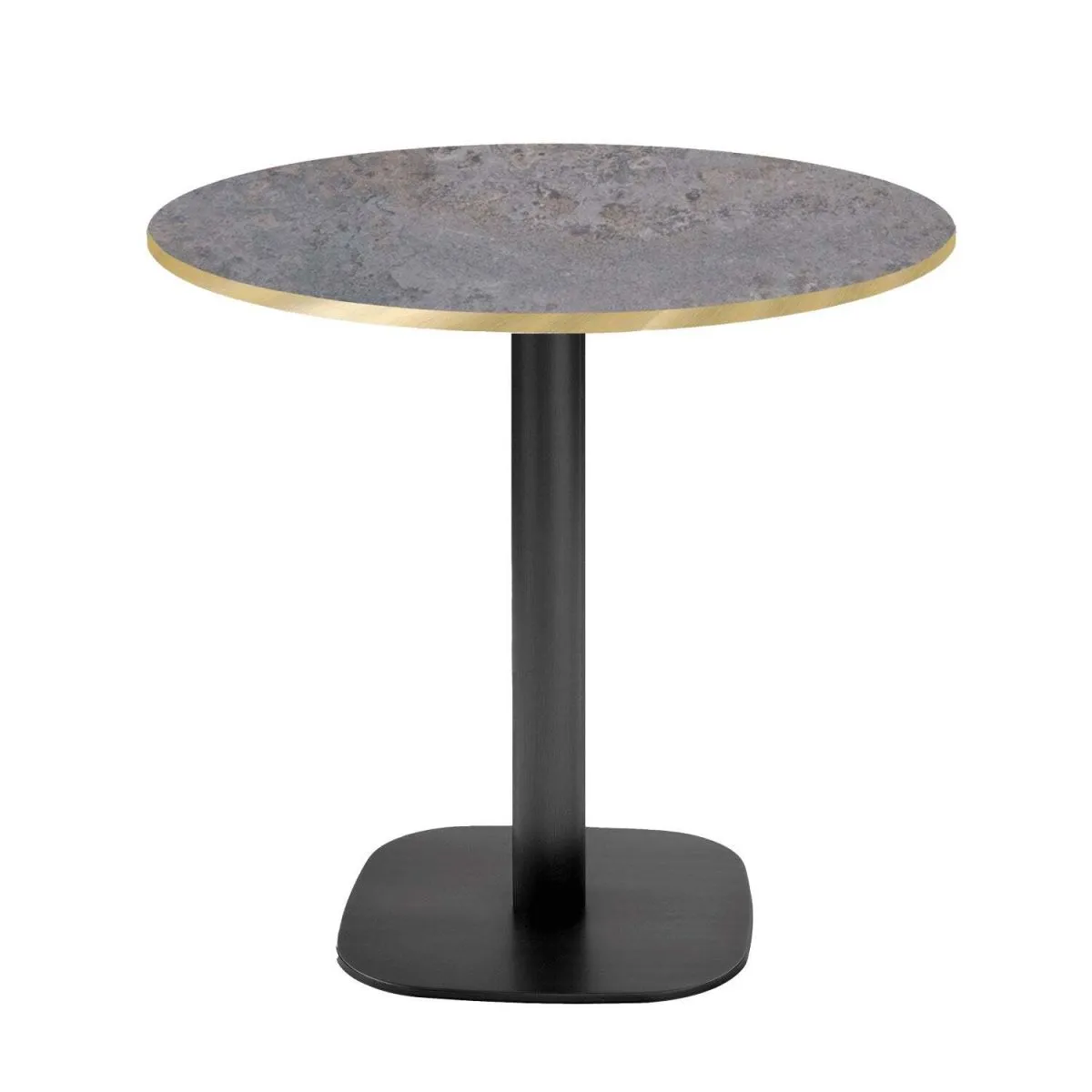 RestooTab Tavolo Round rotondo - bordi color ottone; 75x70 cm (HxØ); Piano tavolo metallo antico, struttura nero; rotonda - immagine 1