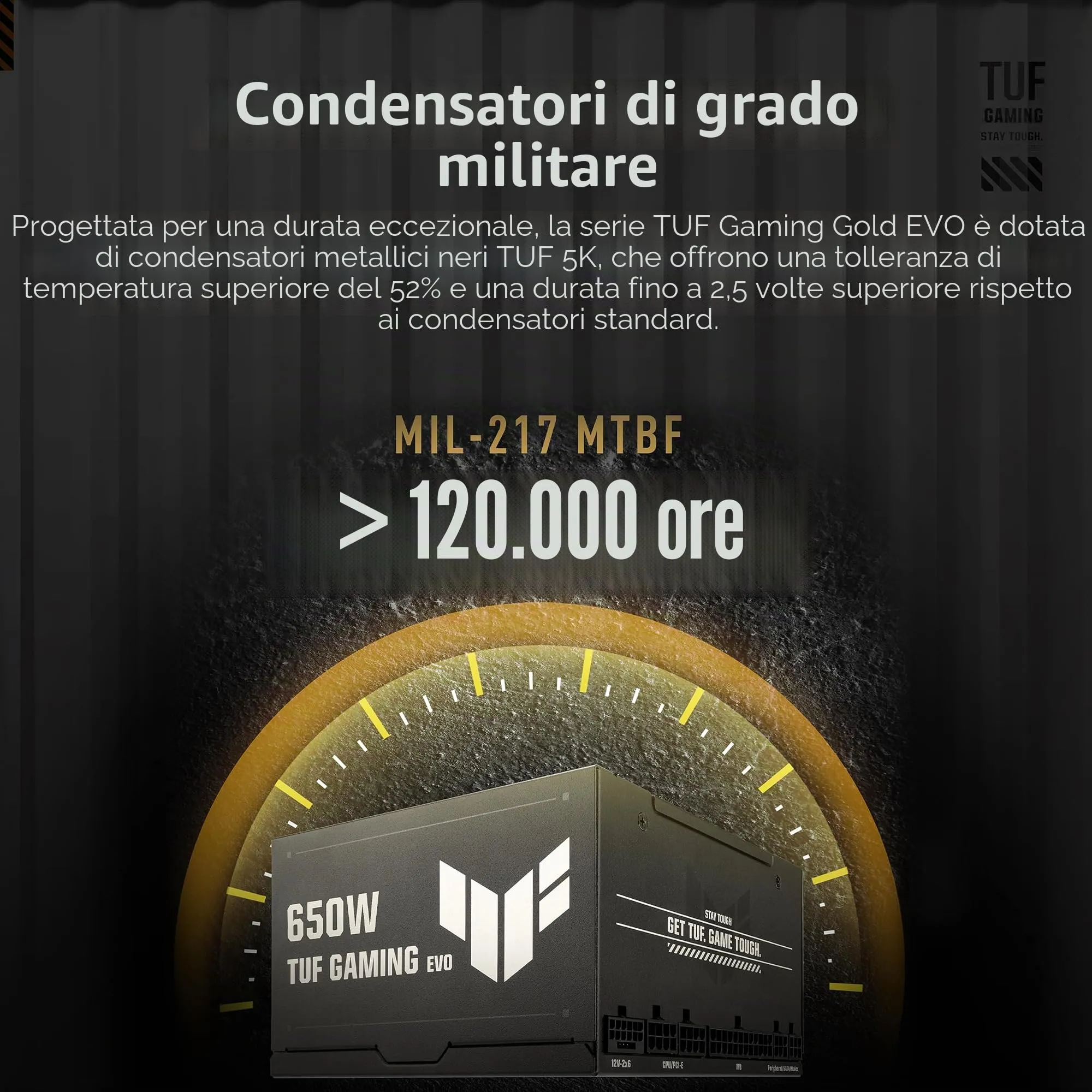 ASUS TUF GAMING 650W GOLD EVO, Alimentatore Modulare per PC, Nero - immagine 4