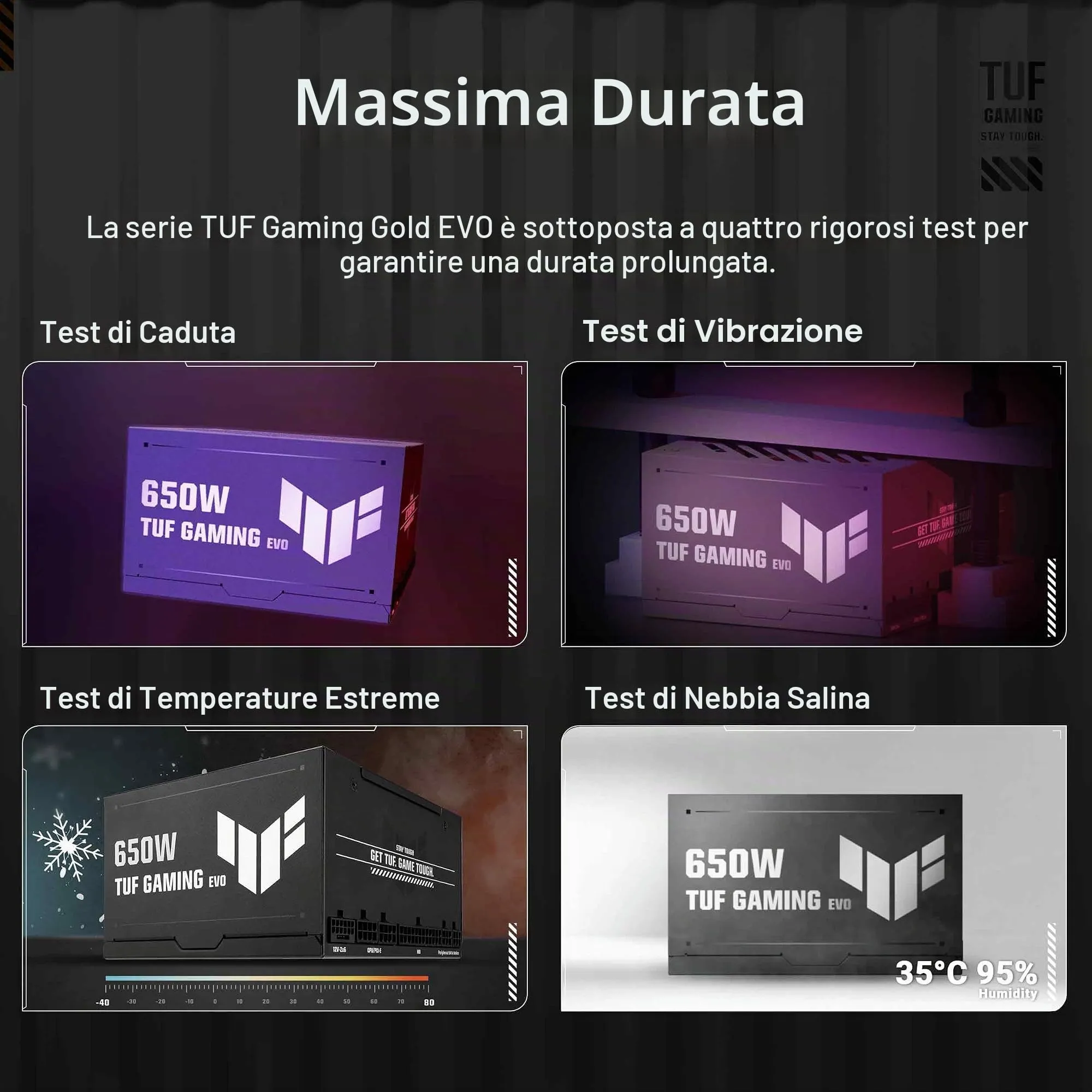 ASUS TUF GAMING 650W GOLD EVO, Alimentatore Modulare per PC, Nero - immagine 5