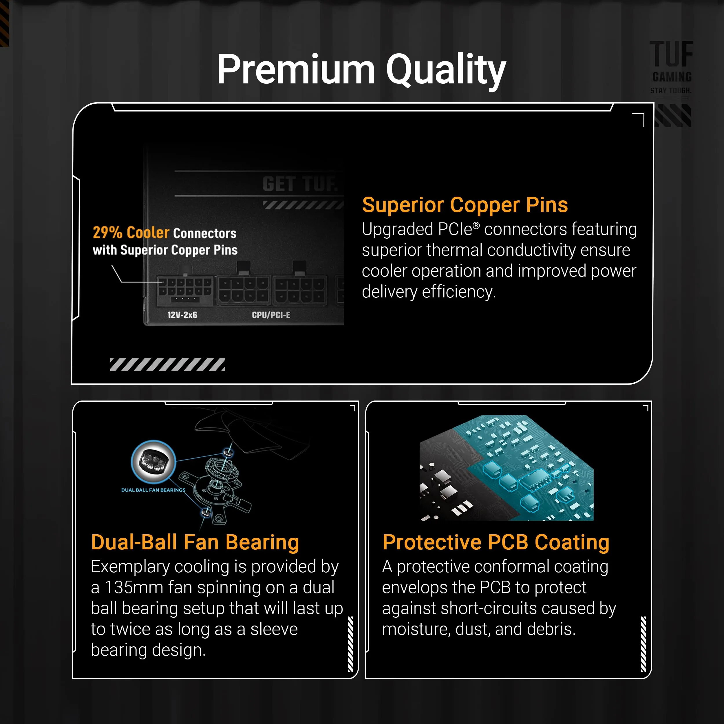ASUS TUF GAMING 650W GOLD EVO, Alimentatore Modulare per PC, Nero - immagine 7
