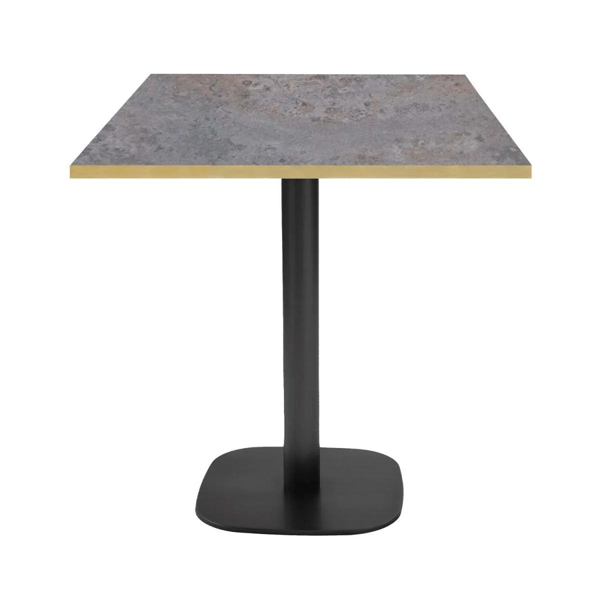 RestooTab Tavolo Round quadrato - bordi color ottone; 70x70x75 cm (LxLxH); Piano tavolo metallo antico, struttura nero; quadrata - immagine 1