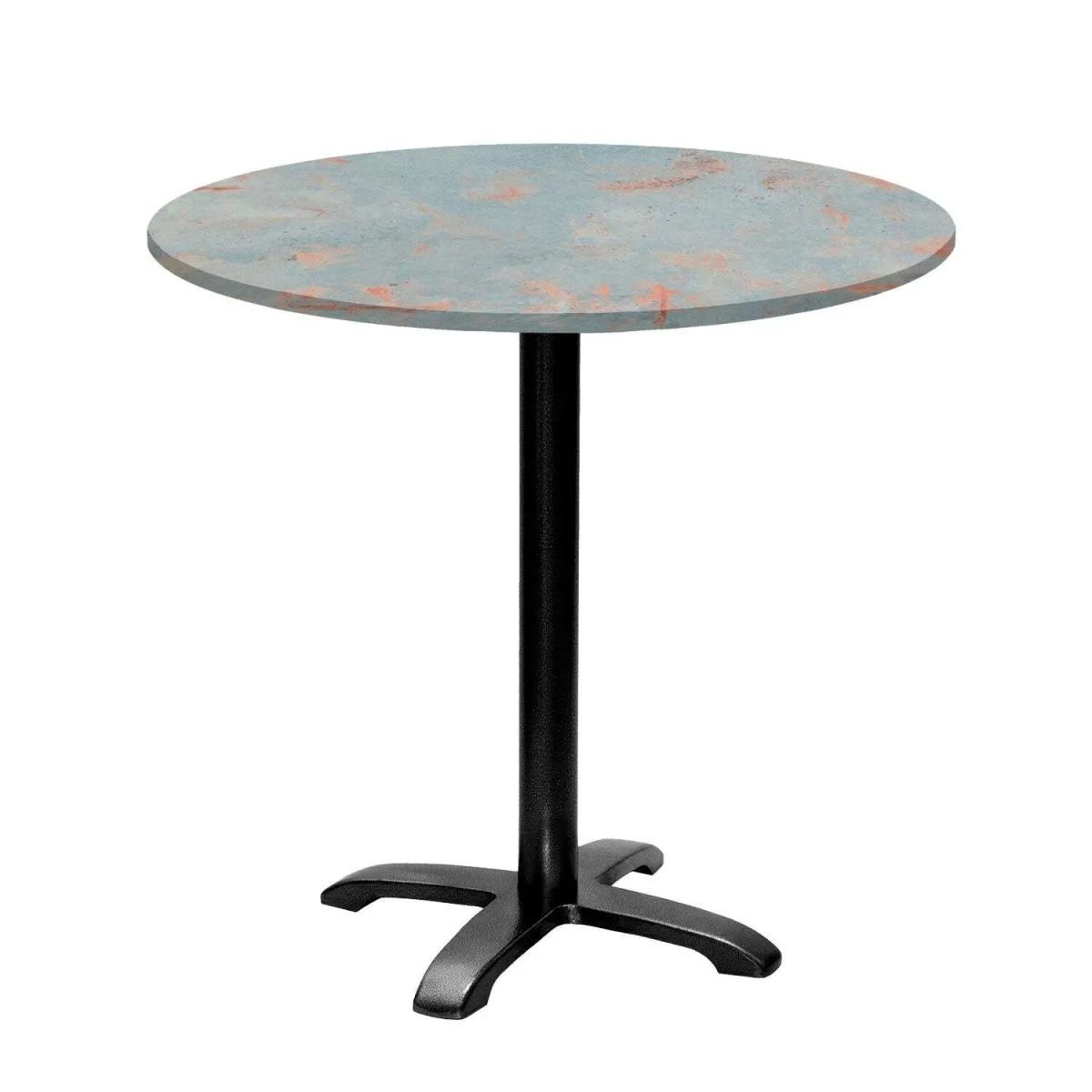 RestooTab Tavolo Bazila rotondo - laminato pietra; 74x80 cm (HxØ); Piano tavolo metallo arrugginito/grigio, struttura nero; rotonda - immagine 1