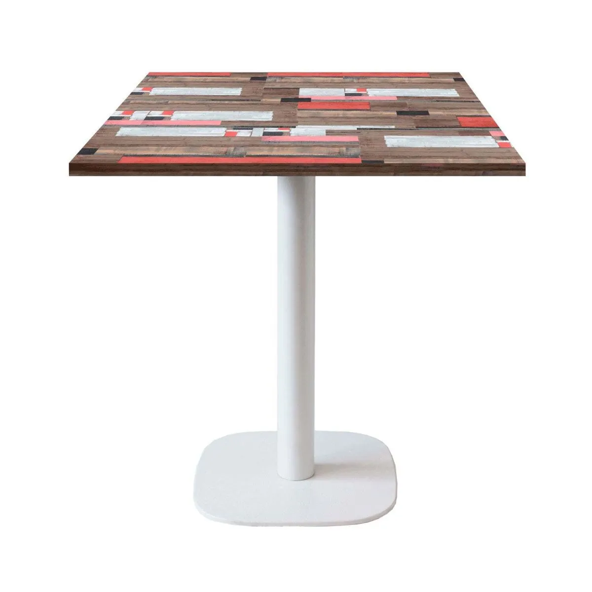 RestooTab Tavolo Round quadrato base bianco - laminato legno & tinta unita; 70x70x75 cm (LxLxH); Piano tavolo multicolore, struttura bianco; quadrata - immagine 1