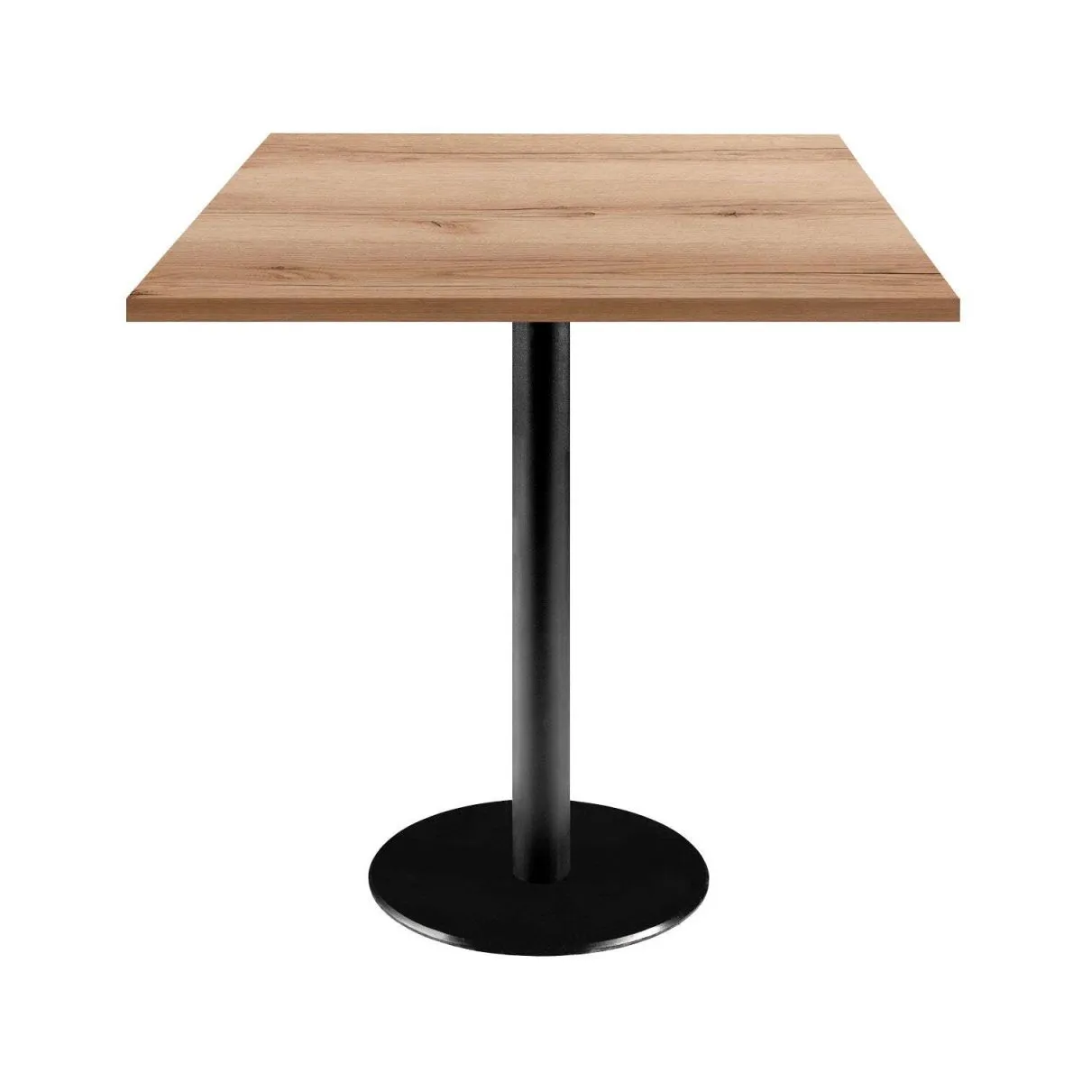 RestooTab Tavolo Rome quadrato - laminato legno; 70x70x75 cm (LxLxH); Piano tavolo quercia/naturale, struttura nero; quadrata - immagine 1