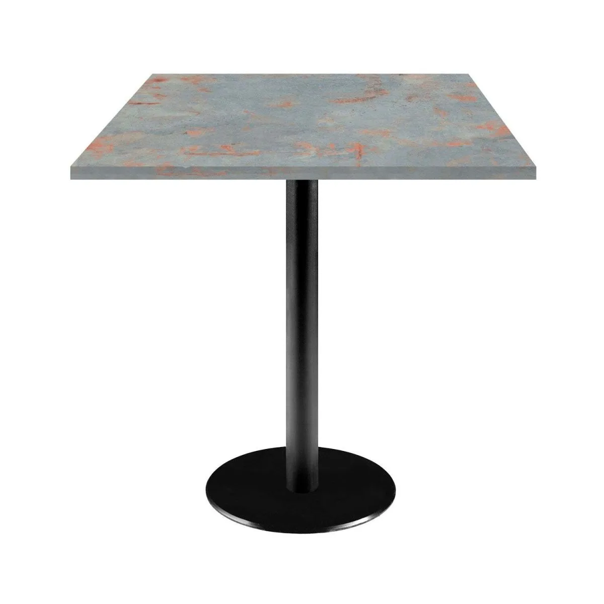 RestooTab Tavolo Rome quadrato - laminato pietra; 70x70x75 cm (LxLxH); Piano tavolo metallo arrugginito/grigio, struttura nero; quadrata - immagine 1